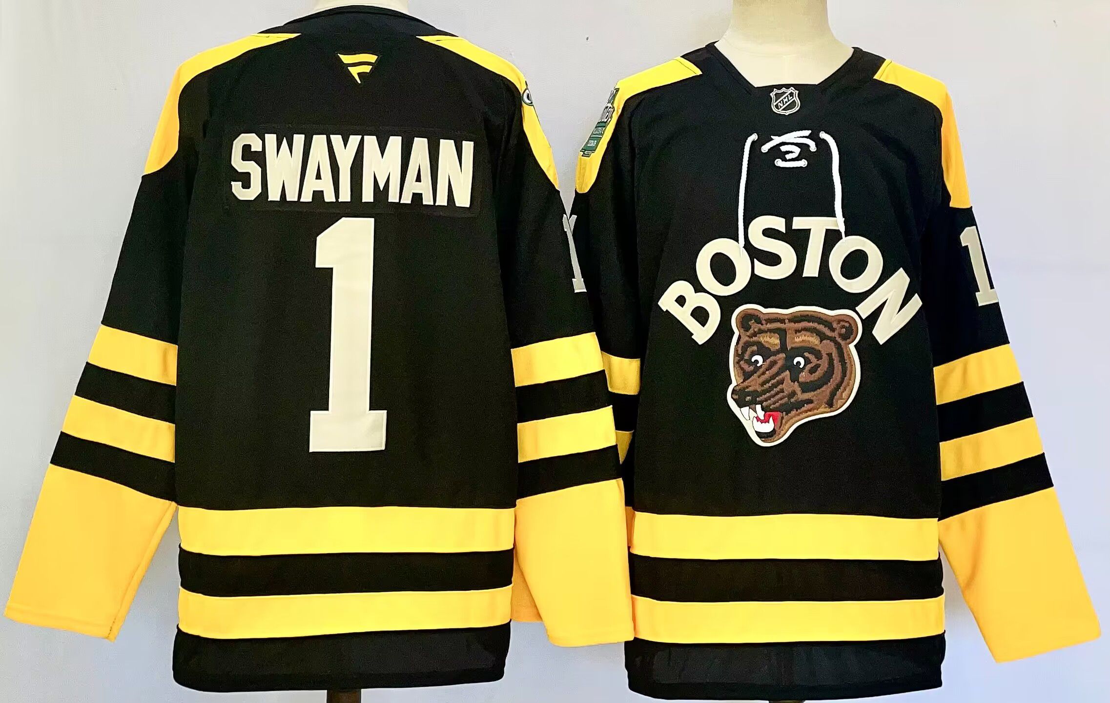 Men Boston Bruins #1 Swayman Black 2025 Home Premier Player NHL Jersey style 1->boston bruins->NHL Jersey